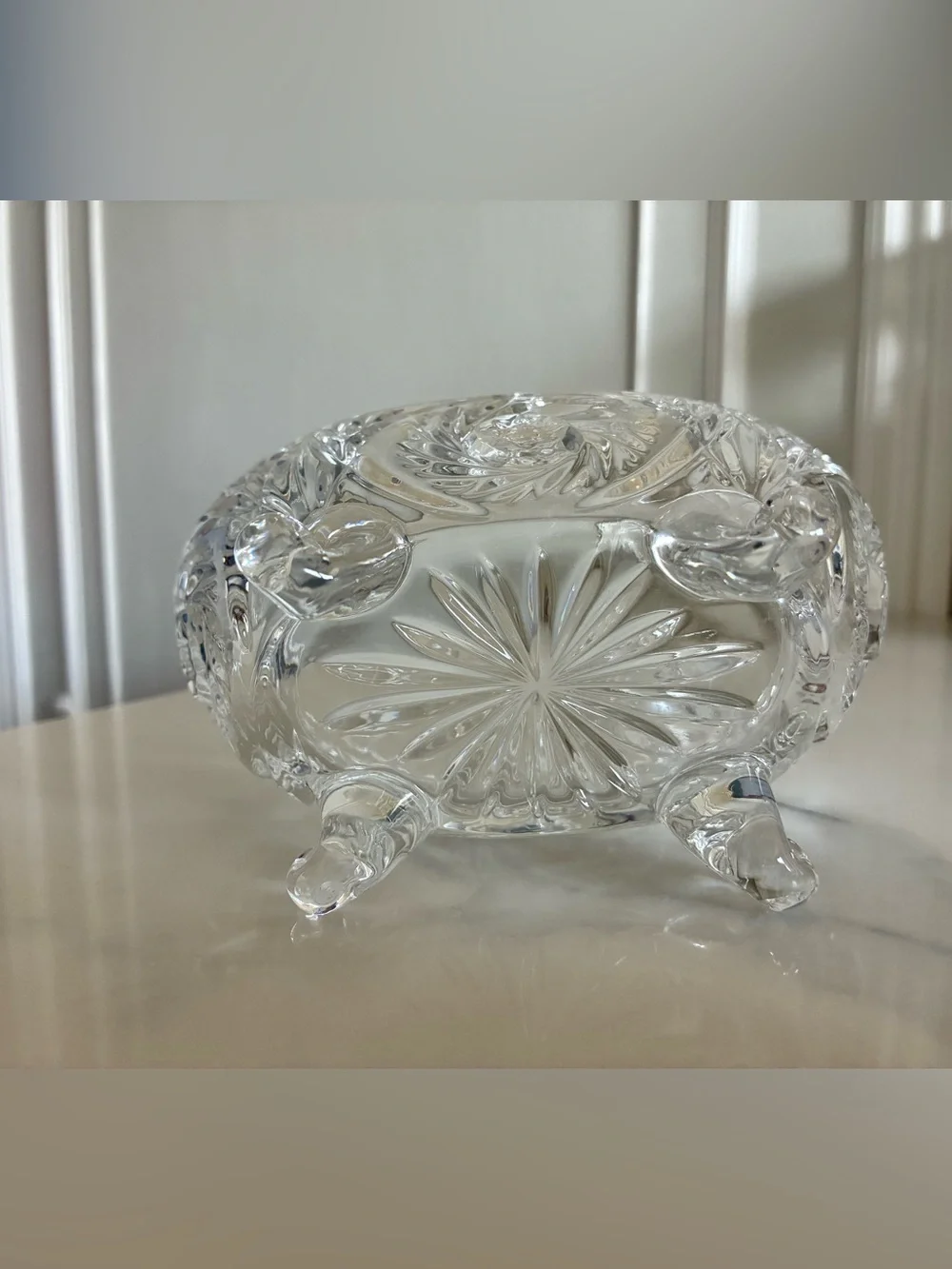 Clear Pressed Glass Footed Bowl - Elegant Crystal-Style Home Accent